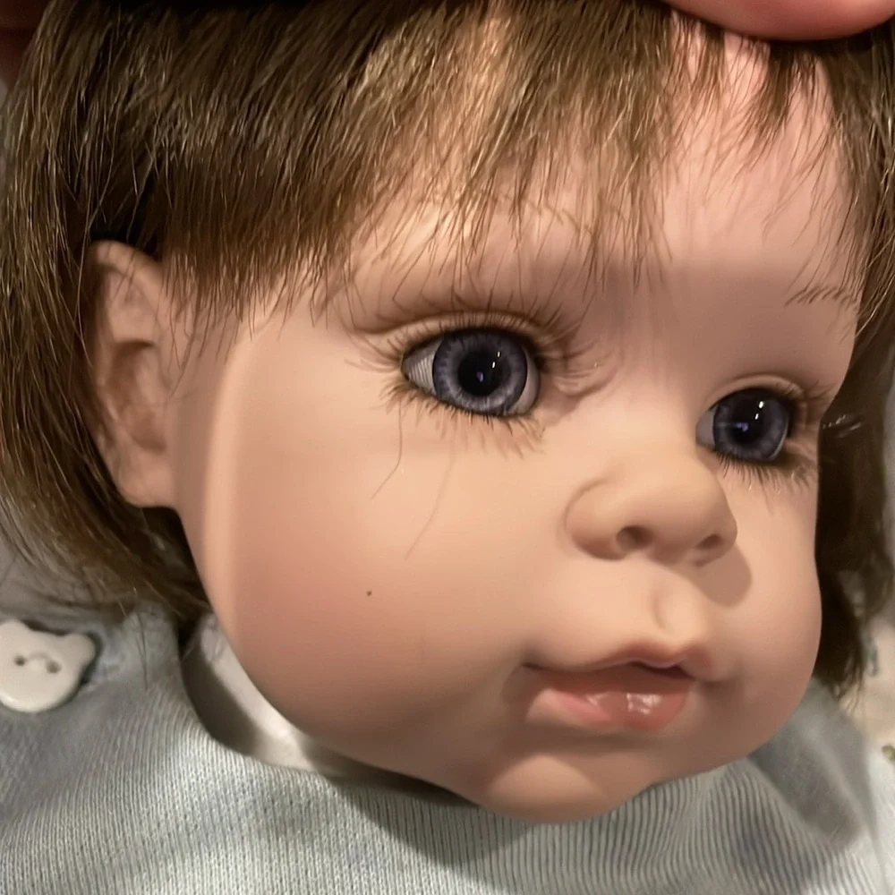 Adora Name Your Own Baby Doll Boy with Blue romper and Bib Blond hair